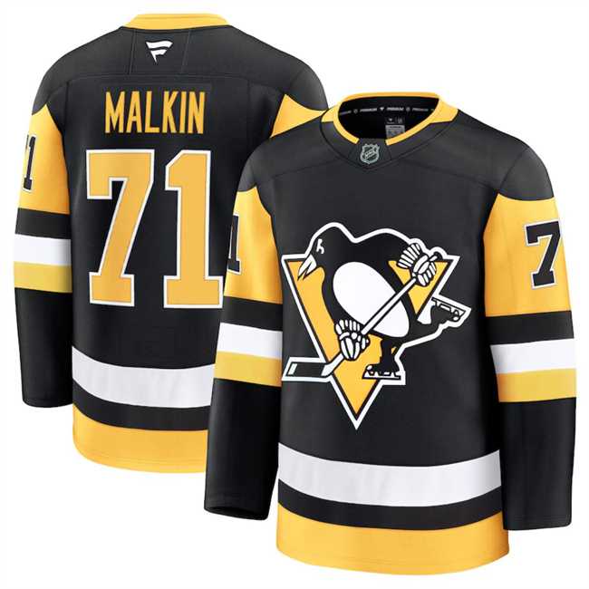 Mens Pittsburgh Penguins #71 Evgeni Malkin Black 2024-25 Home Stitched Hockey Jersey Dzhi->pittsburgh penguins->NHL Jersey